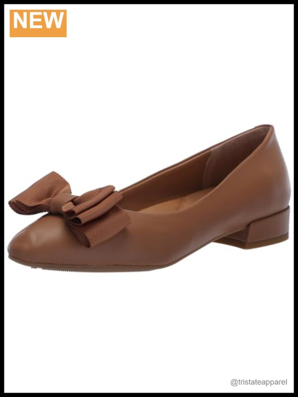 Gentle Souls Atlas Flat Leather Block Heel Almond Toe Bow Cushioned Comfort